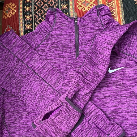 Nike Woman’s Purple Dri Fit Quarter Zip long Sleeve Activewear Workout Top Small - Picture 3 of 7